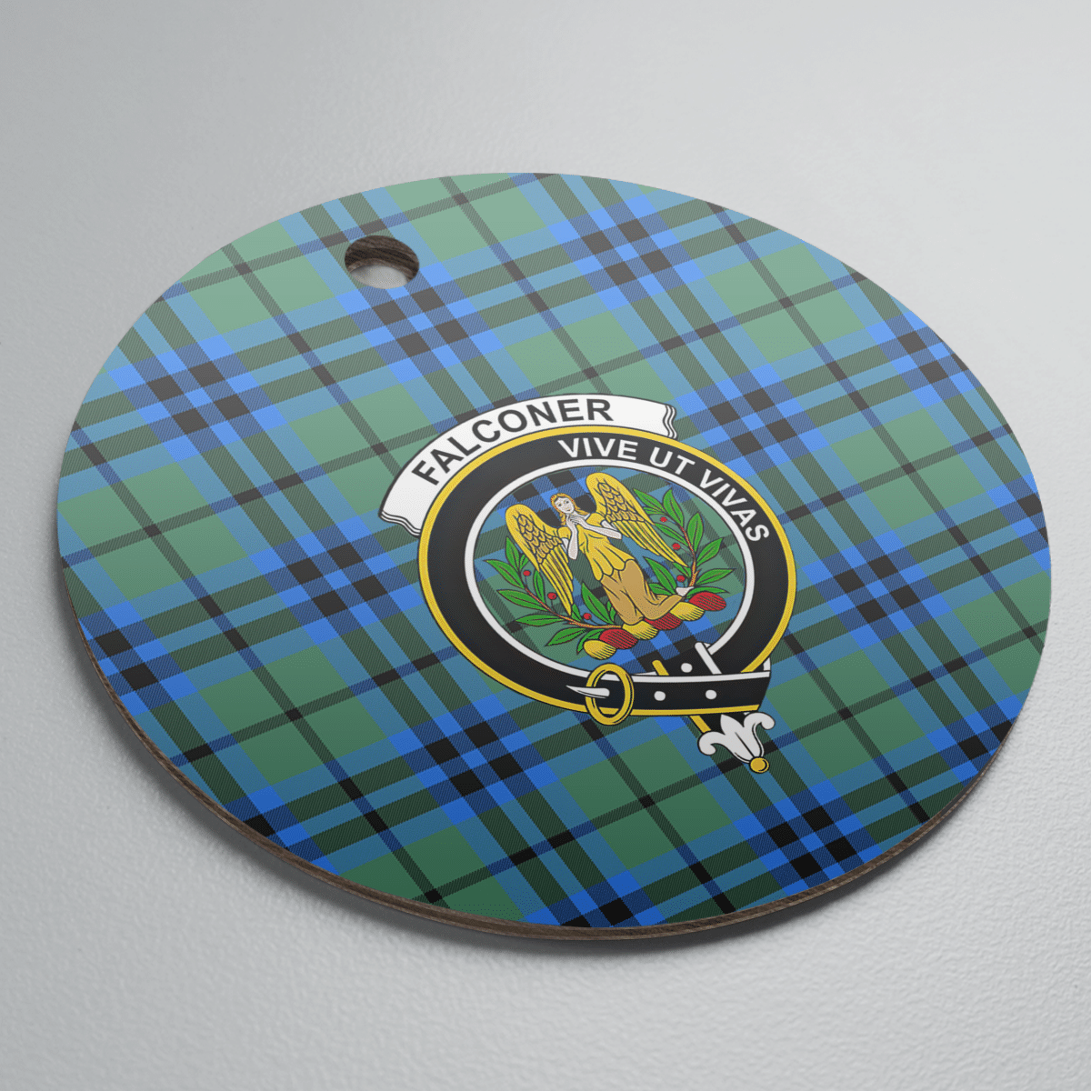 Clan Falconer Tartan Crest Round Ceramic Ornament WT31 Falconer Tartan Tartan Christmas   