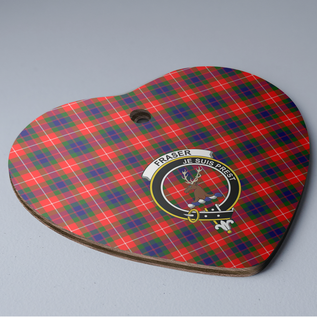 Clan Fraser Lovat Modern Tartan Crest Heart Ceramic Ornament QV15 Fraser Lovat Modern Tartan Tartan Christmas   