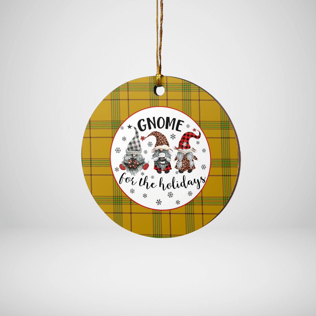 Clan Houston Tartan Tartan Crest Gnome Round Ceramic Ornament CE71 Houston Tartan Tartan Christmas   