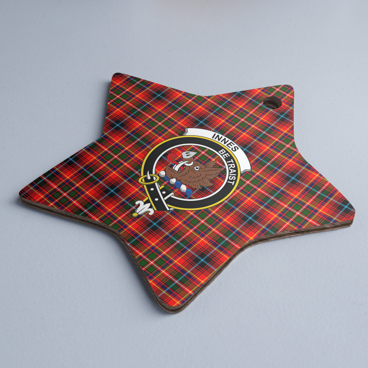 Clan Innes Modern Tartan Crest Star Ceramic Ornament CH39 Innes Modern Tartan Tartan Christmas   