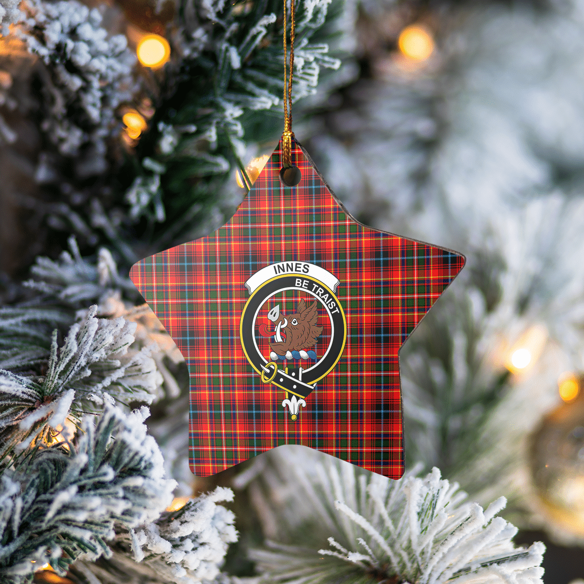 Clan Innes Modern Tartan Crest Star Ceramic Ornament CH39 Innes Modern Tartan Tartan Christmas   