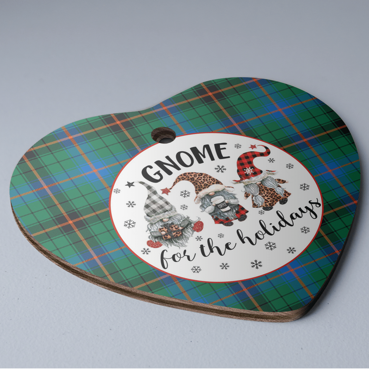 Clan Davidson Ancient Tartan Tartan Crest Gnome Heart Ceramic Ornament IS55 Davidson Ancient Tartan Tartan Christmas   