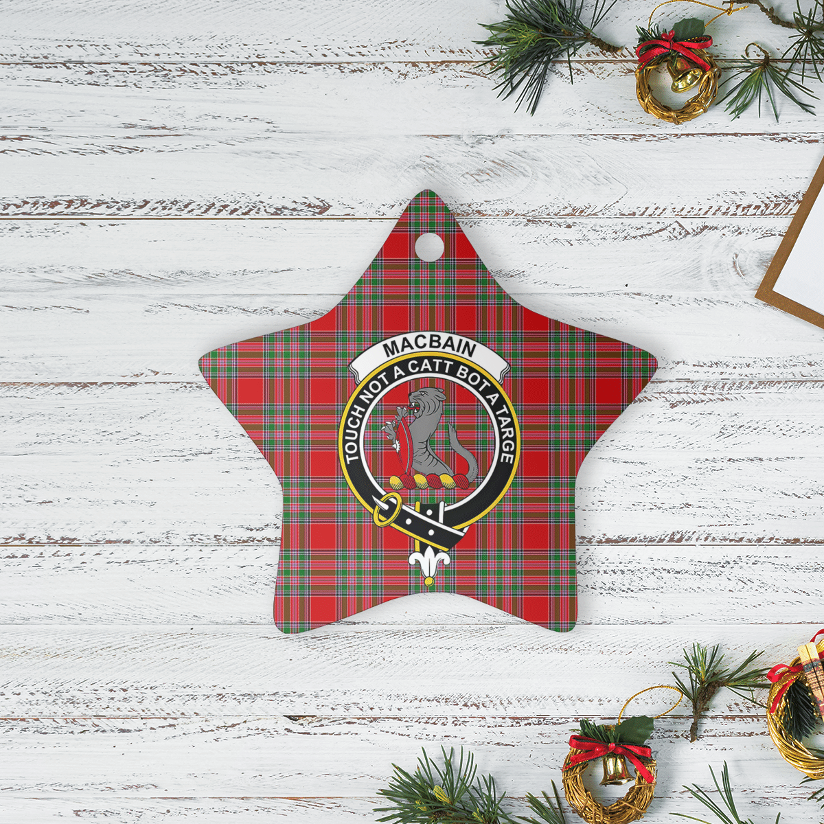 Clan MacBain Tartan Crest Star Ceramic Ornament GQ35 MacBain Tartan Tartan Christmas   