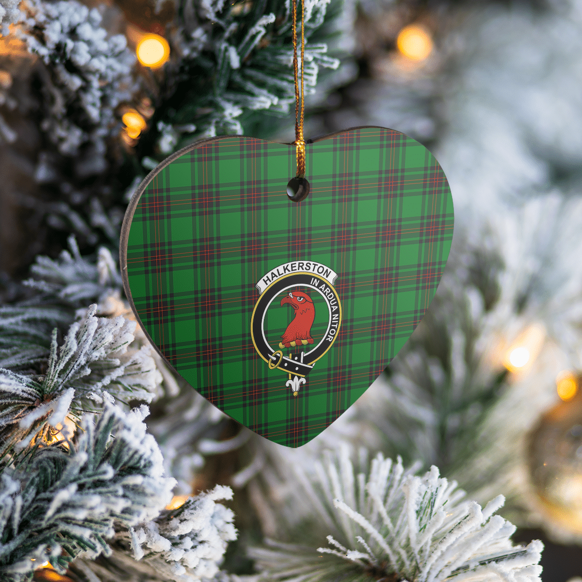 Clan Halkerston Tartan Crest Heart Ceramic Ornament QN80 Halkerston Tartan Tartan Christmas   