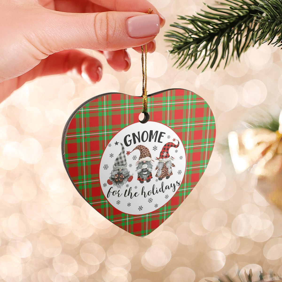 Clan Grierson Tartan Tartan Crest Gnome Heart Ceramic Ornament UE52 Grierson Tartan Tartan Christmas   