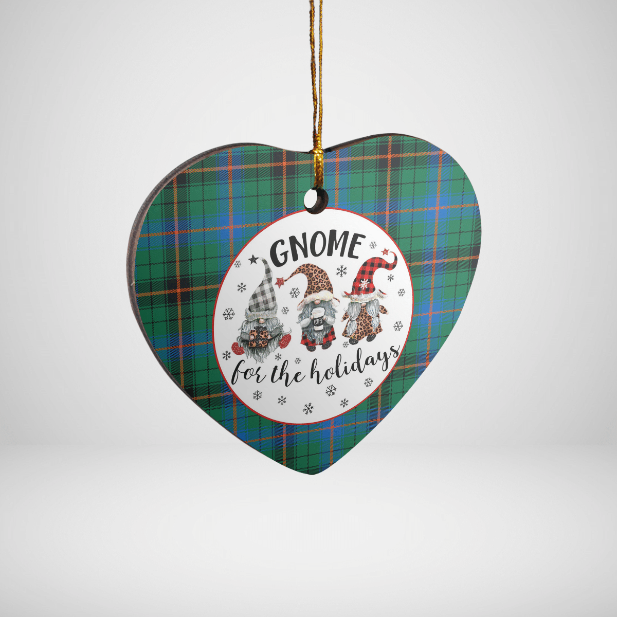 Clan Davidson Ancient Tartan Tartan Crest Gnome Heart Ceramic Ornament IS55 Davidson Ancient Tartan Tartan Christmas   