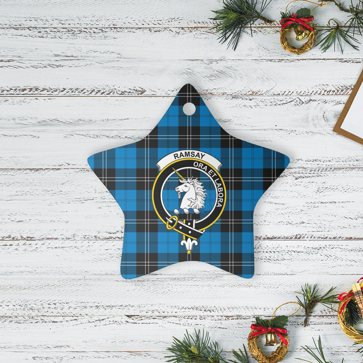 Clan Ramsay Blue Ancient Tartan Crest Star Ceramic Ornament KH14 Ramsay Blue Ancient Tartan Tartan Christmas   