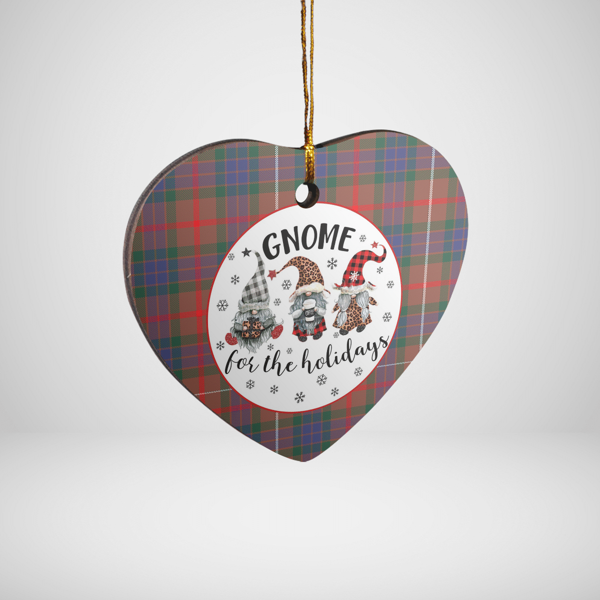 Clan Fraser Hunting Modern Tartan Tartan Crest Gnome Heart Ceramic Ornament QE25 Fraser Hunting Modern Tartan Tartan Christmas   