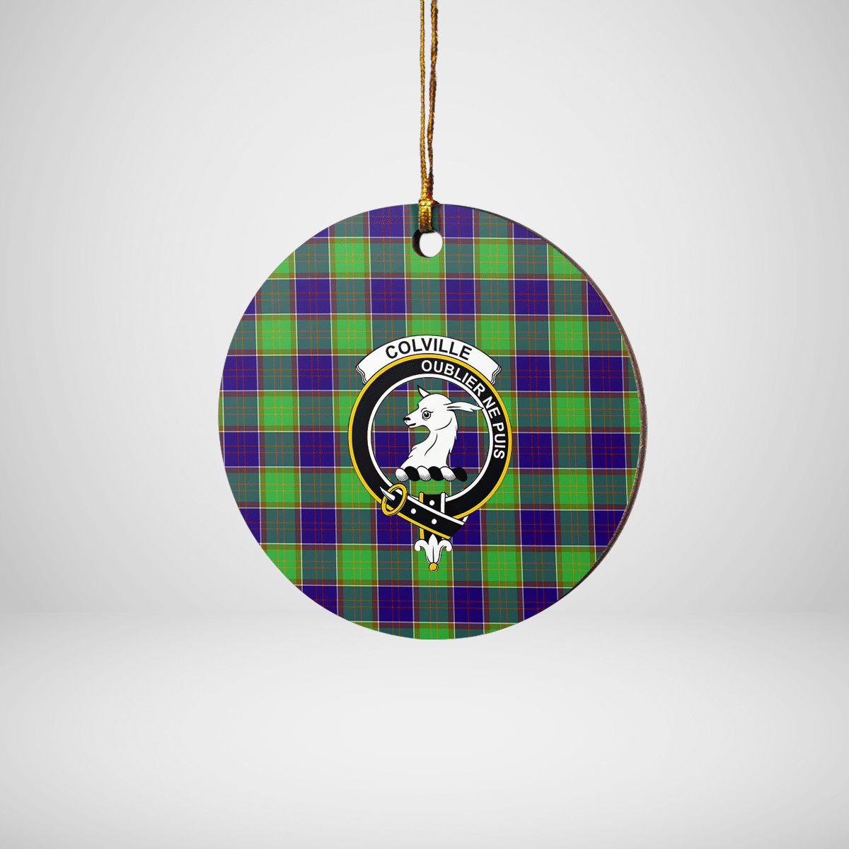 Clan Colville Tartan Crest Round Ceramic Ornament AA55 Colville Tartan Tartan Christmas   