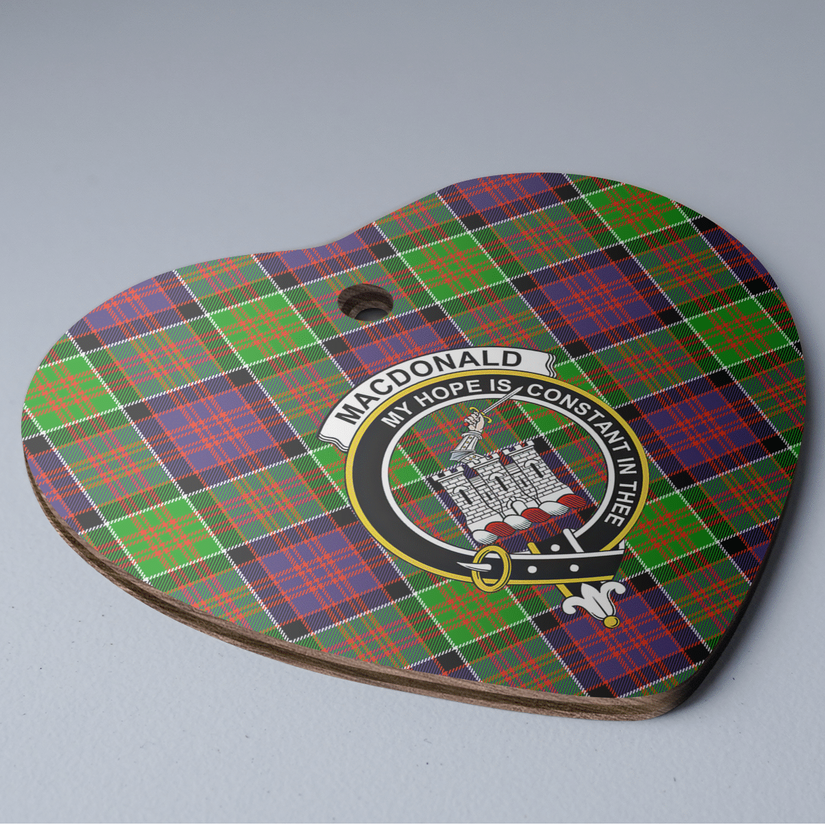 Clan MacDonald of Clanranald Tartan Crest Heart Ceramic Ornament RJ27 MacDonald of Clanranald Tartan Tartan Christmas   