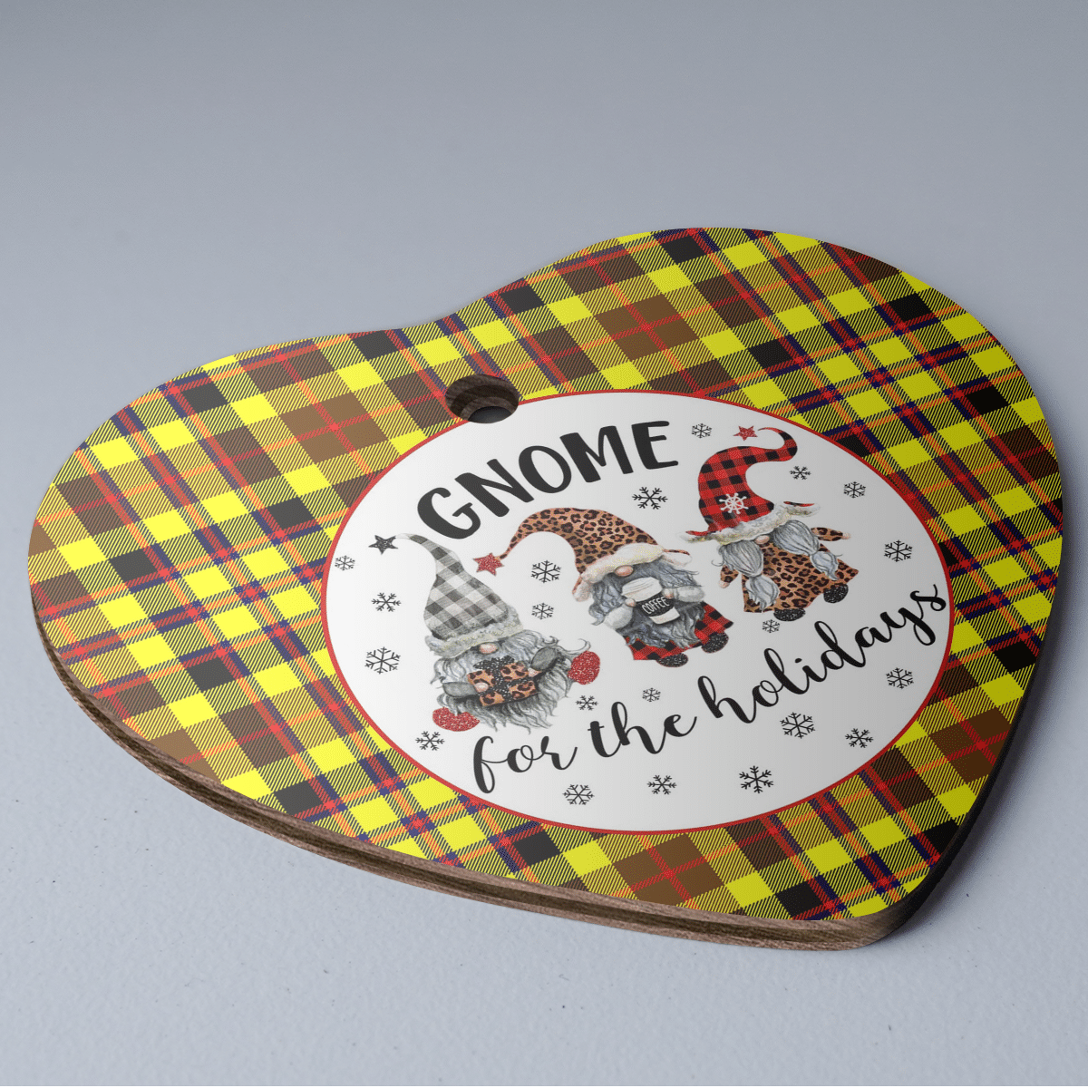 Clan Jardine Tartan Tartan Crest Gnome Heart Ceramic Ornament LB98 Jardine Tartan Tartan Christmas   