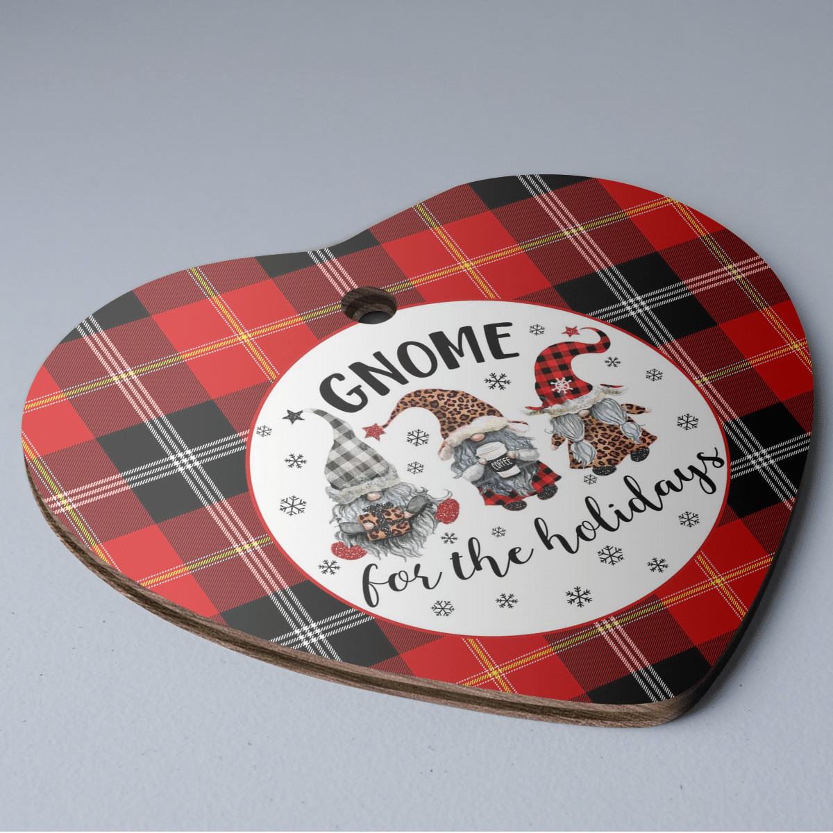 Clan Marjoribanks Tartan Tartan Crest Gnome Heart Ceramic Ornament BT73 Marjoribanks Tartan Tartan Christmas   