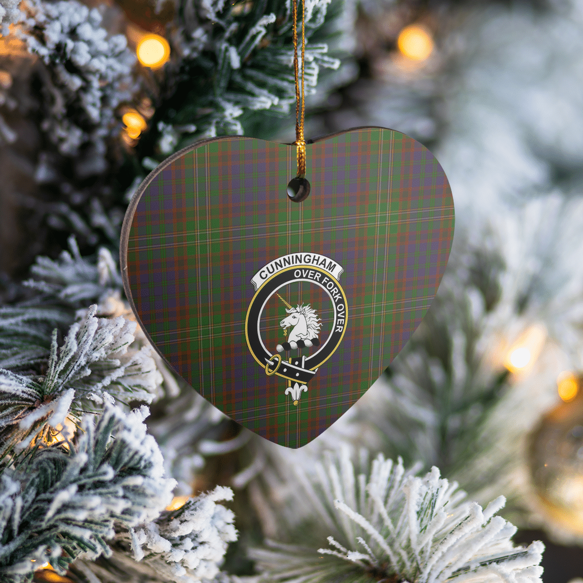 Clan Cunningham Hunting Modern Tartan Crest Heart Ceramic Ornament WL80 Cunningham Hunting Modern Tartan Tartan Christmas   