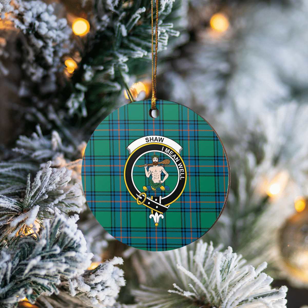 Clan Shaw Ancient Tartan Crest Round Ceramic Ornament OP91 Shaw Ancient Tartan Tartan Christmas   