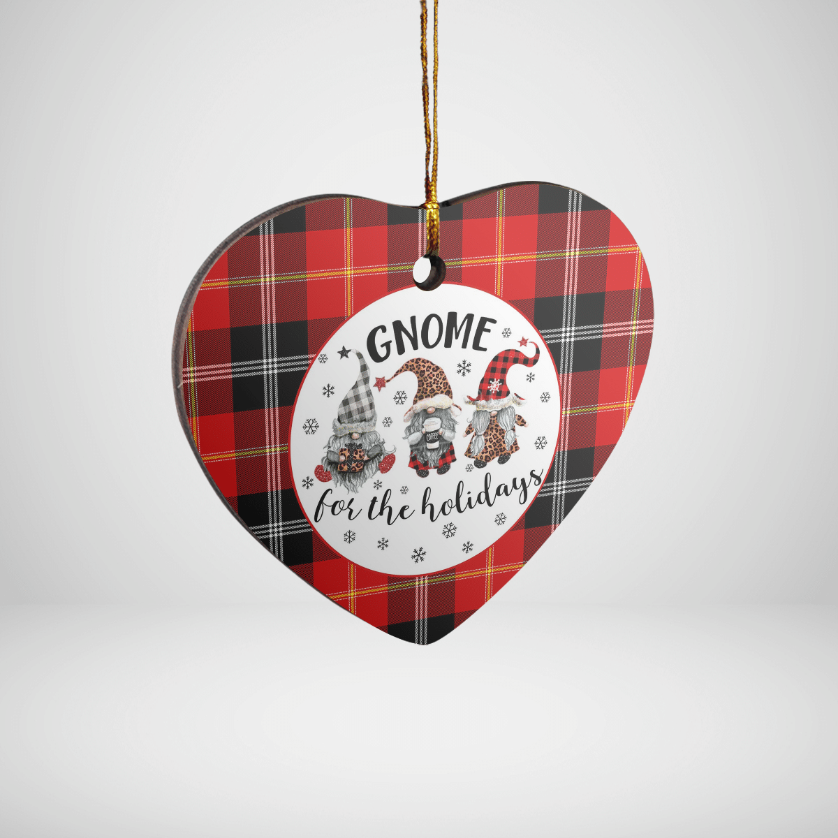 Clan Marjoribanks Tartan Tartan Crest Gnome Heart Ceramic Ornament BT73 Marjoribanks Tartan Tartan Christmas   