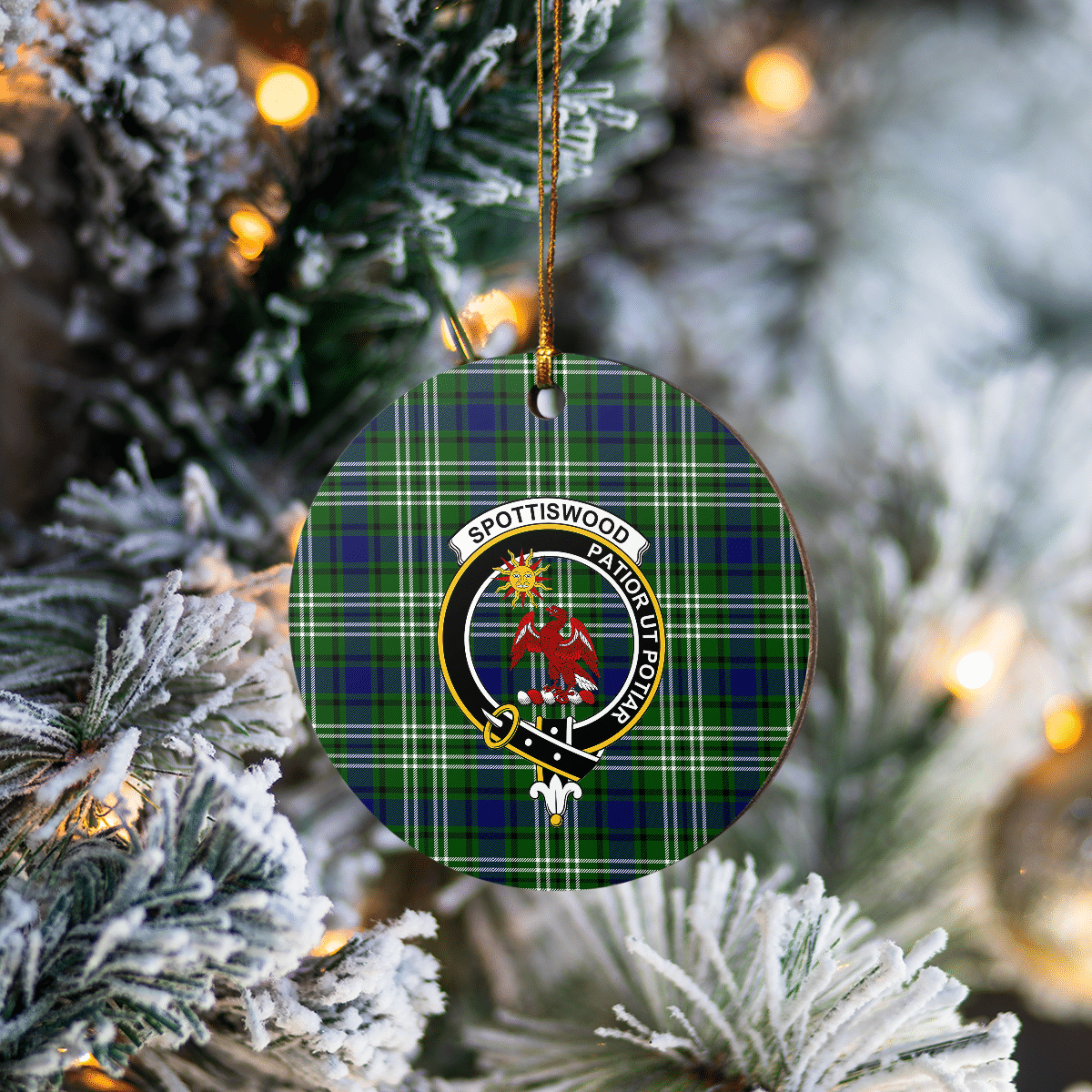 Clan Spottiswood (Tweedside) Tartan Crest Round Ceramic Ornament BW83 Spottiswood (Tweedside) Tartan Tartan Christmas   