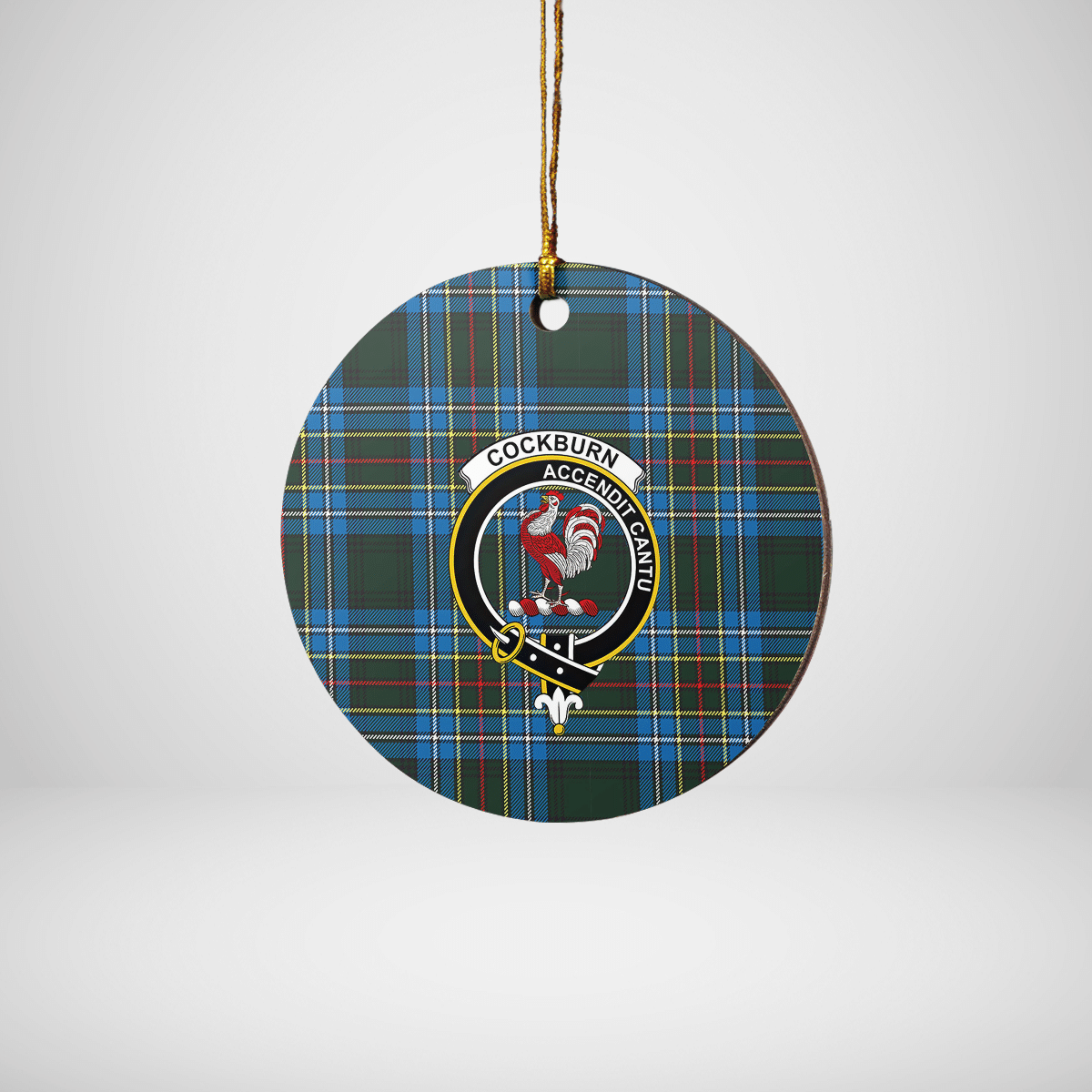 Clan Cockburn Modern Tartan Crest Round Ceramic Ornament OZ45 Cockburn Modern Tartan Tartan Christmas   