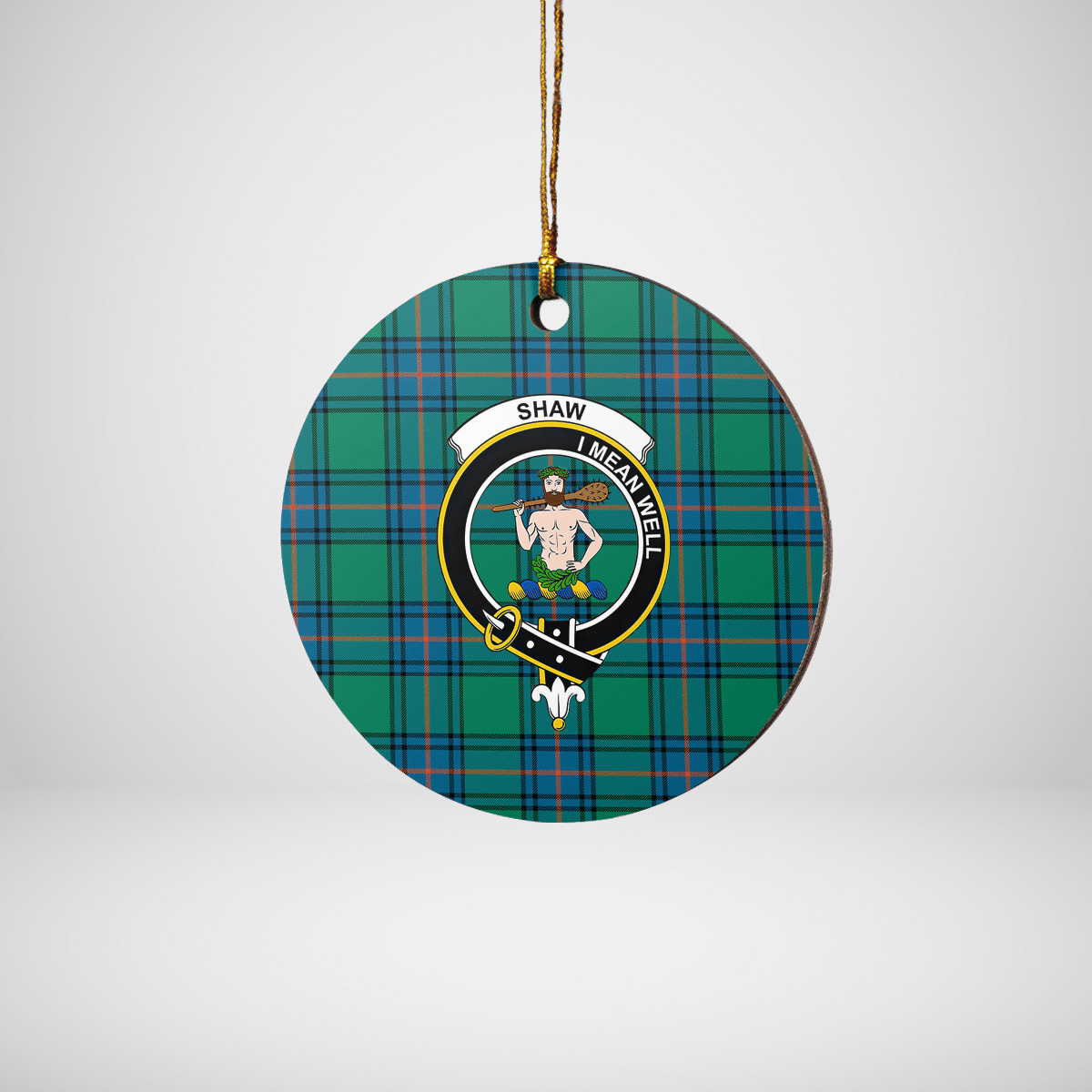 Clan Shaw Ancient Tartan Crest Round Ceramic Ornament OP91 Shaw Ancient Tartan Tartan Christmas   