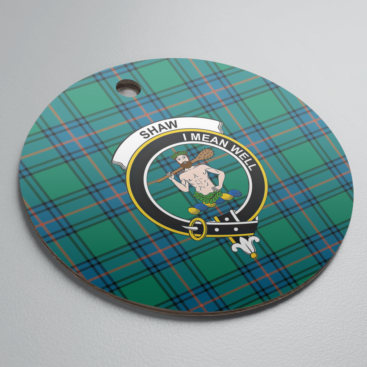 Clan Shaw Ancient Tartan Crest Round Ceramic Ornament OP91 Shaw Ancient Tartan Tartan Christmas   