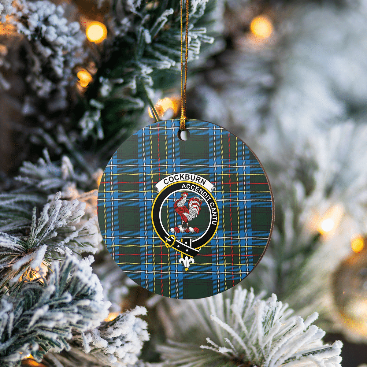 Clan Cockburn Modern Tartan Crest Round Ceramic Ornament OZ45 Cockburn Modern Tartan Tartan Christmas   