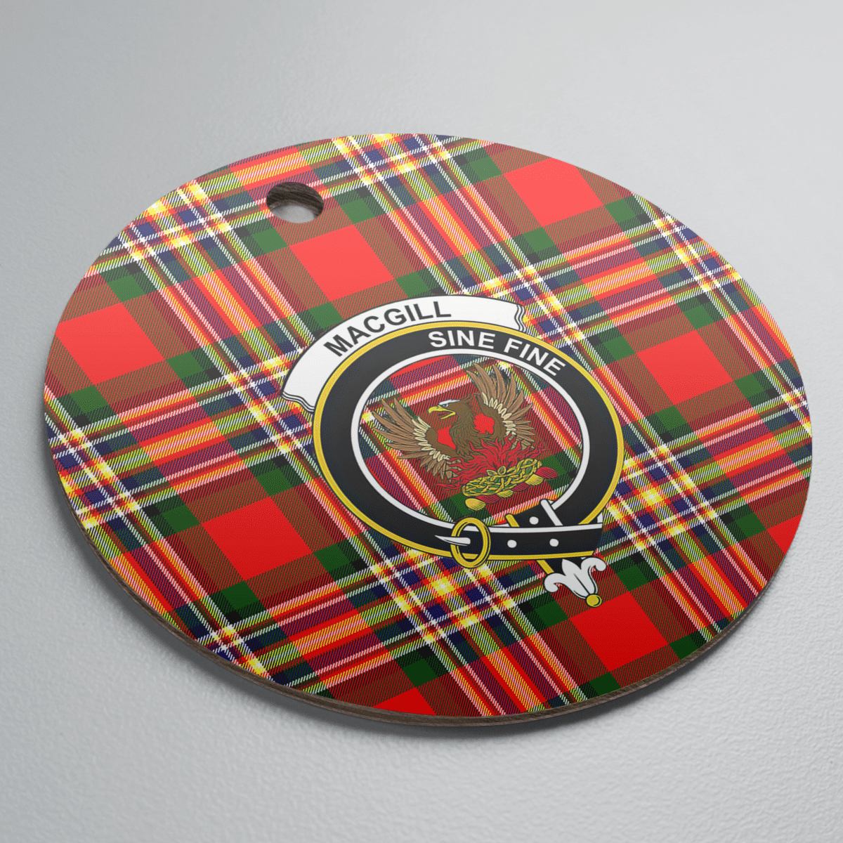 Clan MacGill Modern Tartan Crest Round Ceramic Ornament FA49 MacGill Modern Tartan Tartan Christmas   