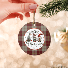 Clan Cunningham Burgundy Dancers Tartan Tartan Crest Gnome Round Ceramic Ornament RK37 Cunningham Burgundy Dancers Tartan Tartan Christmas   