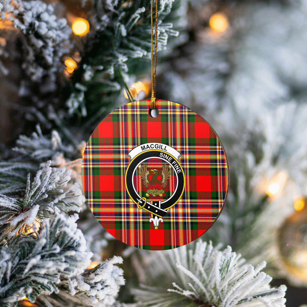 Clan MacGill Modern Tartan Crest Round Ceramic Ornament FA49 MacGill Modern Tartan Tartan Christmas   