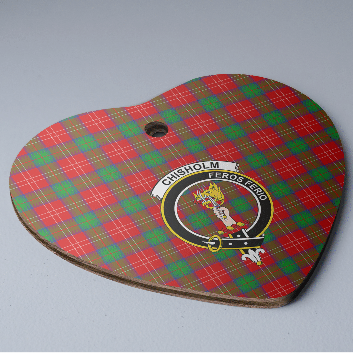 Clan Chisholm Tartan Crest Heart Ceramic Ornament GY96 Chisholm Tartan Tartan Christmas   