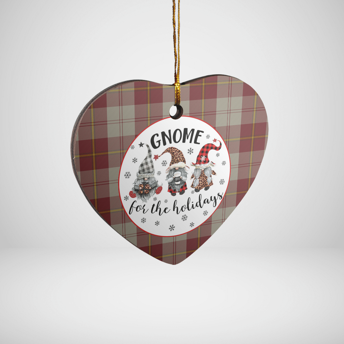 Clan Cunningham Burgundy Dancers Tartan Tartan Crest Gnome Heart Ceramic Ornament NO69 Cunningham Burgundy Dancers Tartan Tartan Christmas   