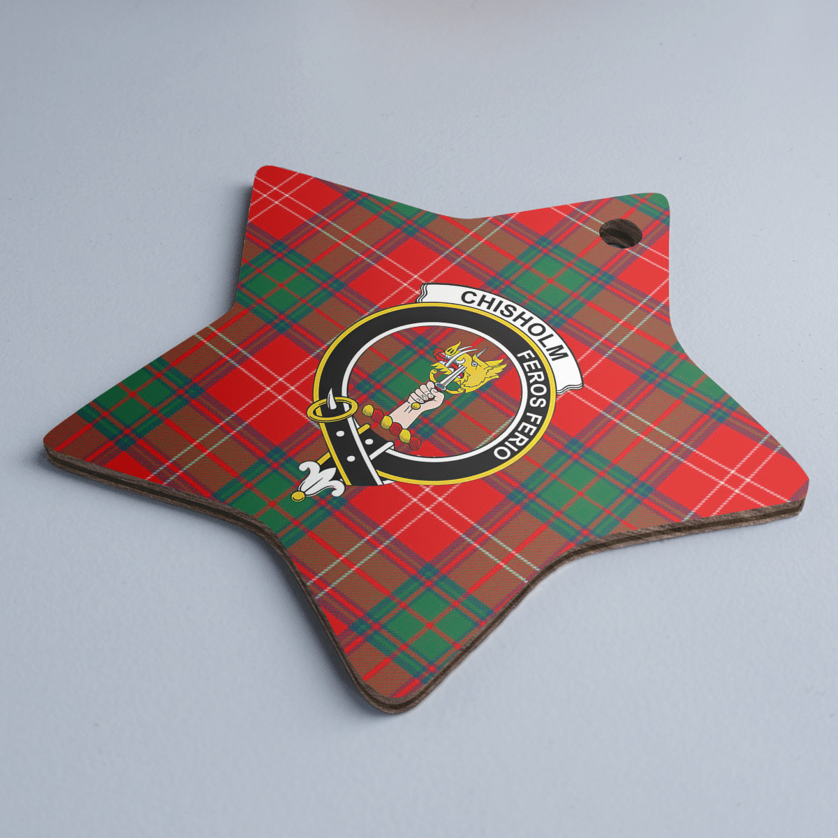 Clan Chisholm Modern Tartan Crest Star Ceramic Ornament FF59 Chisholm Modern Tartan Tartan Christmas   