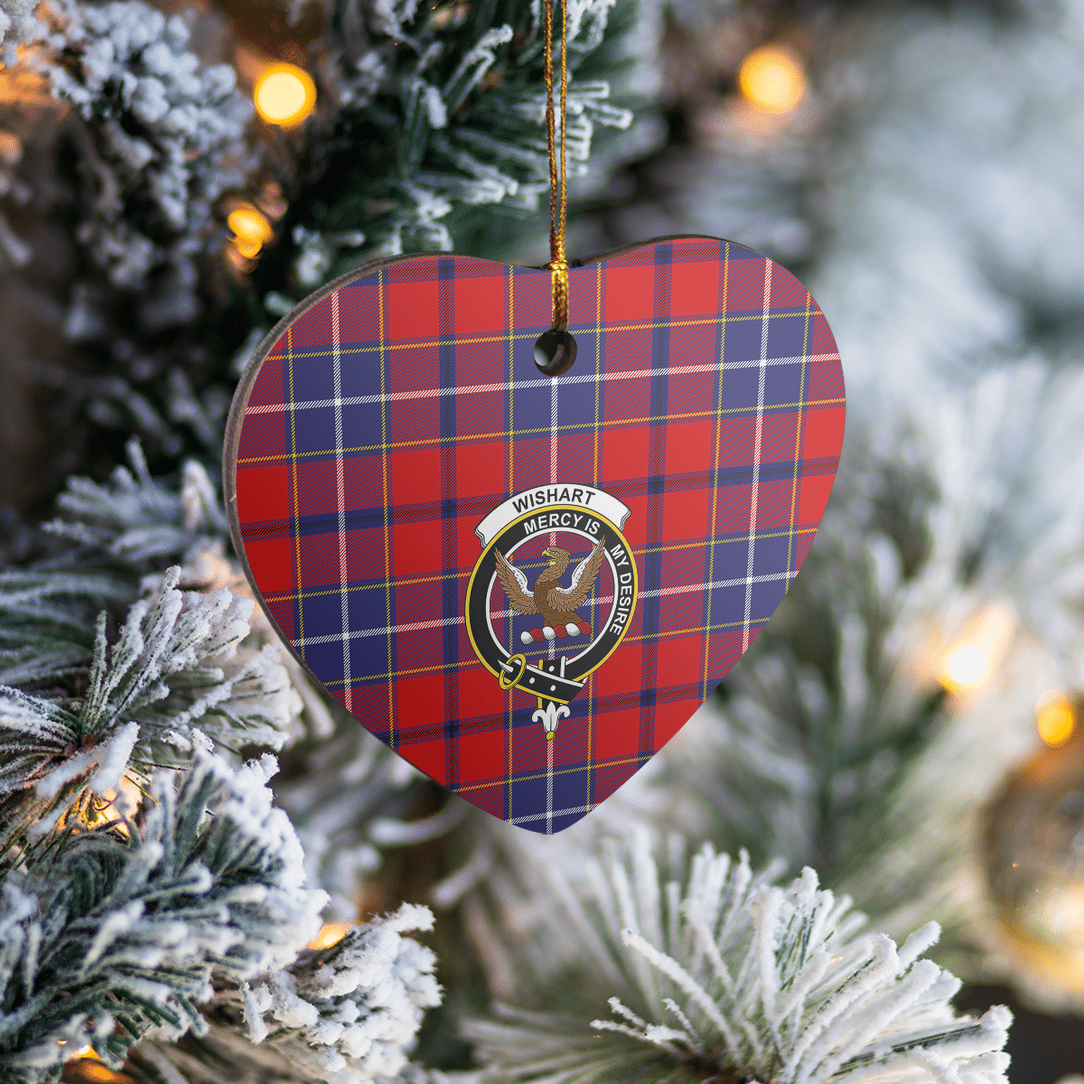 Clan Wishart Dress Tartan Crest Heart Ceramic Ornament IP64 Wishart Dress Tartan Tartan Christmas   