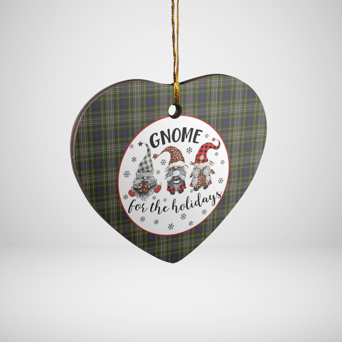 Clan Davidson Tulloch Dress Tartan Tartan Crest Gnome Heart Ceramic Ornament DG65 Davidson Tulloch Dress Tartan Tartan Christmas   