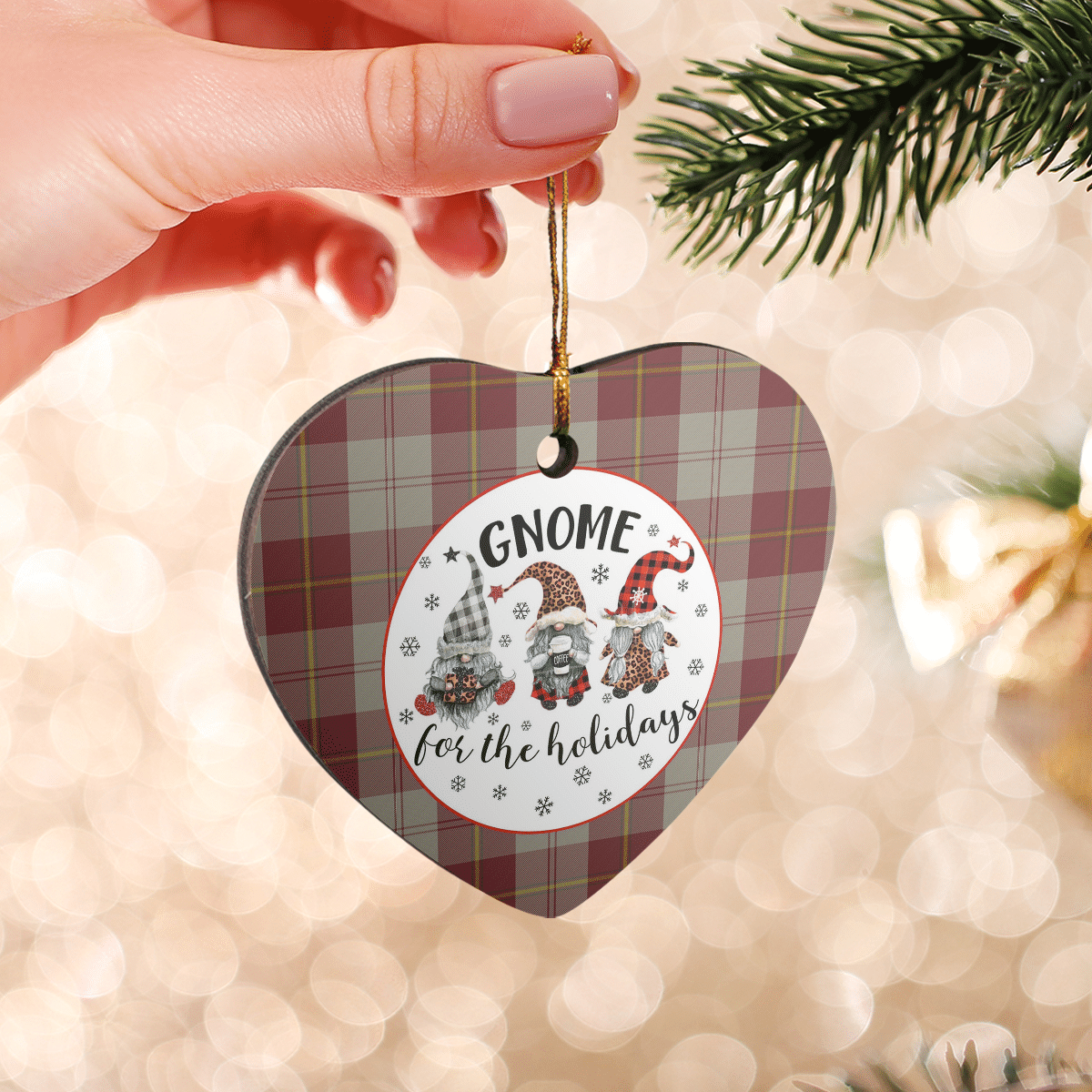 Clan Cunningham Burgundy Dancers Tartan Tartan Crest Gnome Heart Ceramic Ornament NO69 Cunningham Burgundy Dancers Tartan Tartan Christmas   