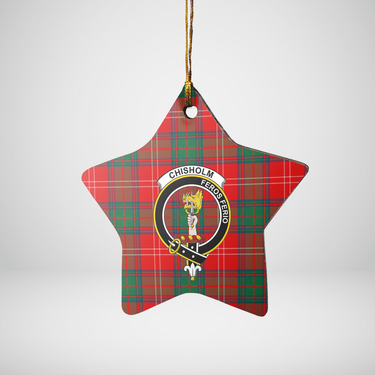 Clan Chisholm Modern Tartan Crest Star Ceramic Ornament FF59 Chisholm Modern Tartan Tartan Christmas   