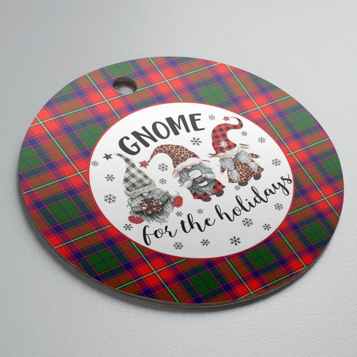 Clan Wauchope Tartan Tartan Crest Gnome Round Ceramic Ornament XI27 Wauchope Tartan Tartan Christmas   