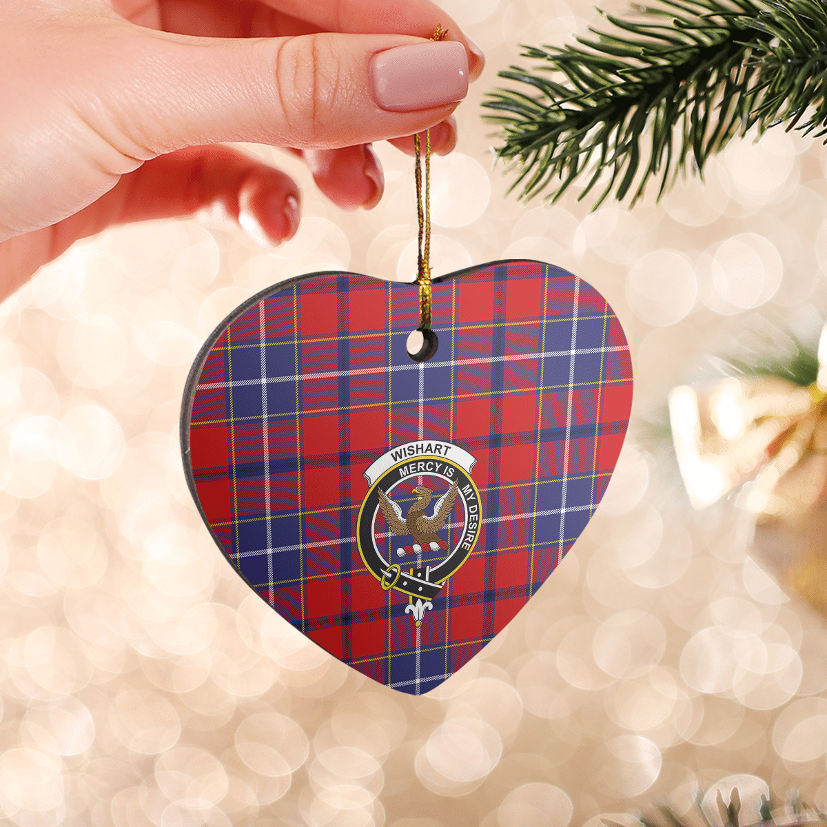 Clan Wishart Dress Tartan Crest Heart Ceramic Ornament IP64 Wishart Dress Tartan Tartan Christmas   