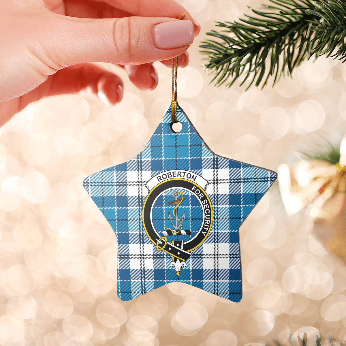 Clan Roberton Tartan Crest Star Ceramic Ornament NZ60 Roberton Tartan Tartan Christmas   