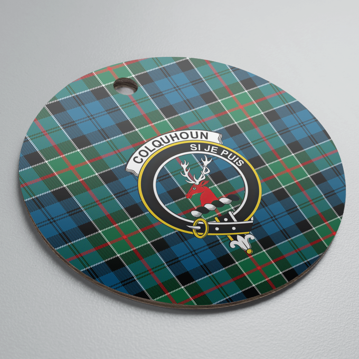 Clan Colquhoun Ancient Tartan Crest Round Ceramic Ornament QD89 Colquhoun Ancient Tartan Tartan Christmas   