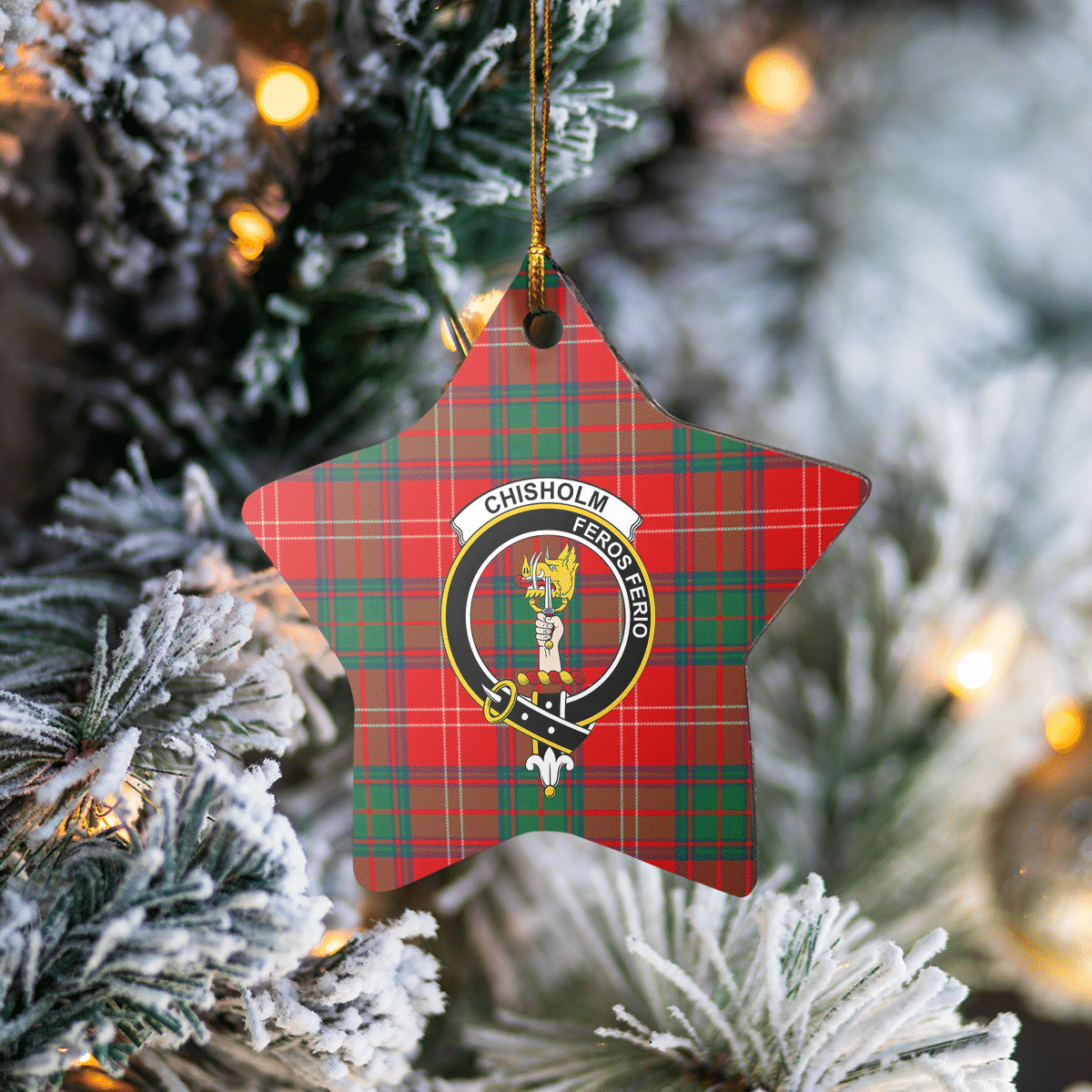 Clan Chisholm Modern Tartan Crest Star Ceramic Ornament FF59 Chisholm Modern Tartan Tartan Christmas   