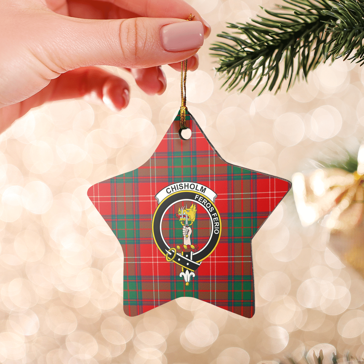 Clan Chisholm Modern Tartan Crest Star Ceramic Ornament FF59 Chisholm Modern Tartan Tartan Christmas   