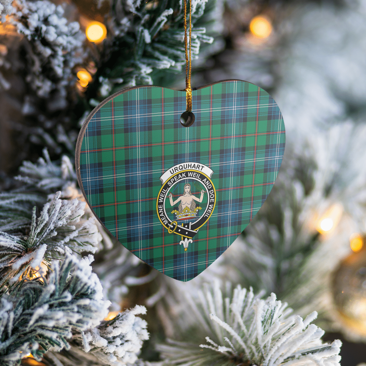 Clan Urquhart Ancient Tartan Crest Heart Ceramic Ornament SP86 Urquhart Ancient Tartan Tartan Christmas   