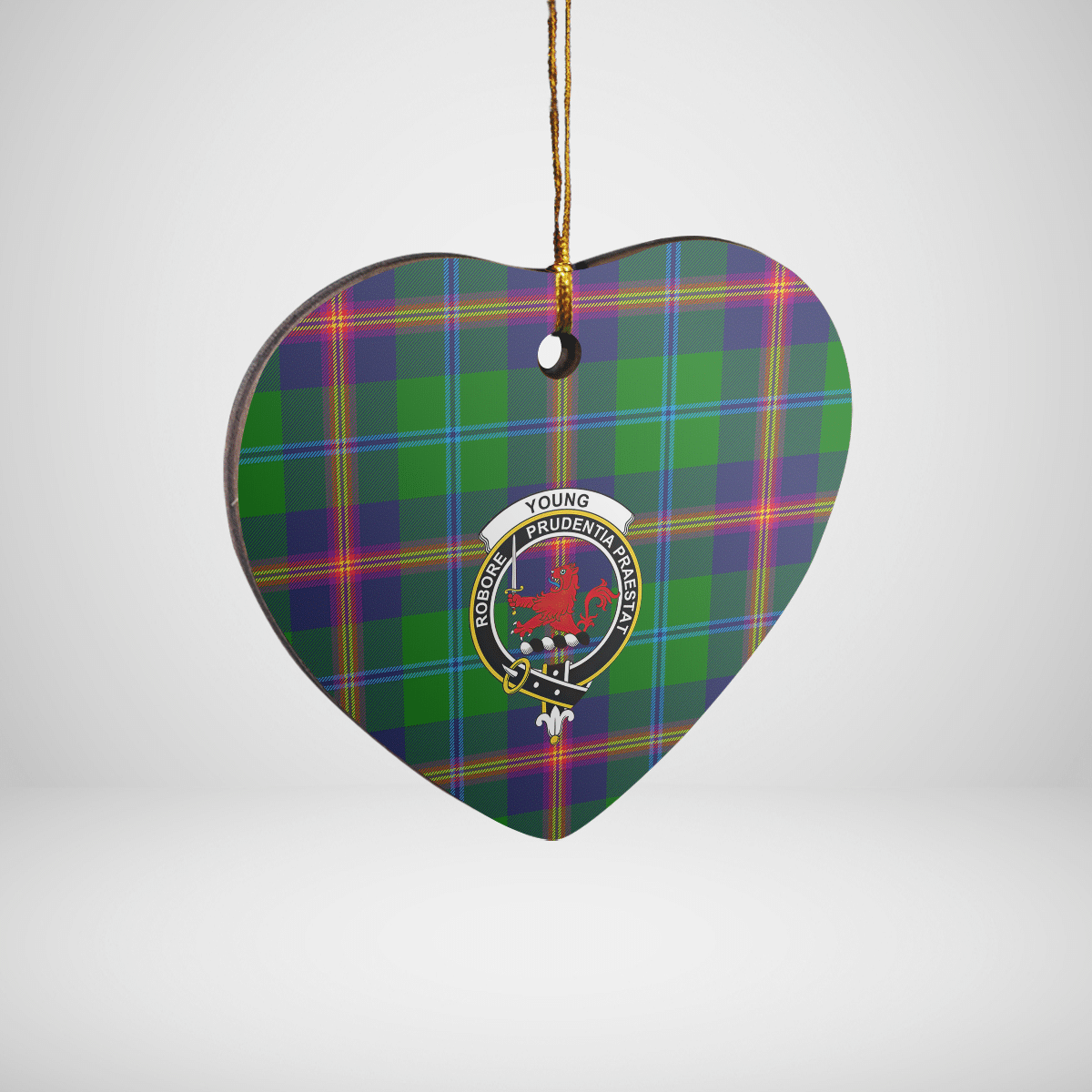 Clan Young Modern Tartan Crest Heart Ceramic Ornament CE70 Young Modern Tartan Tartan Christmas   