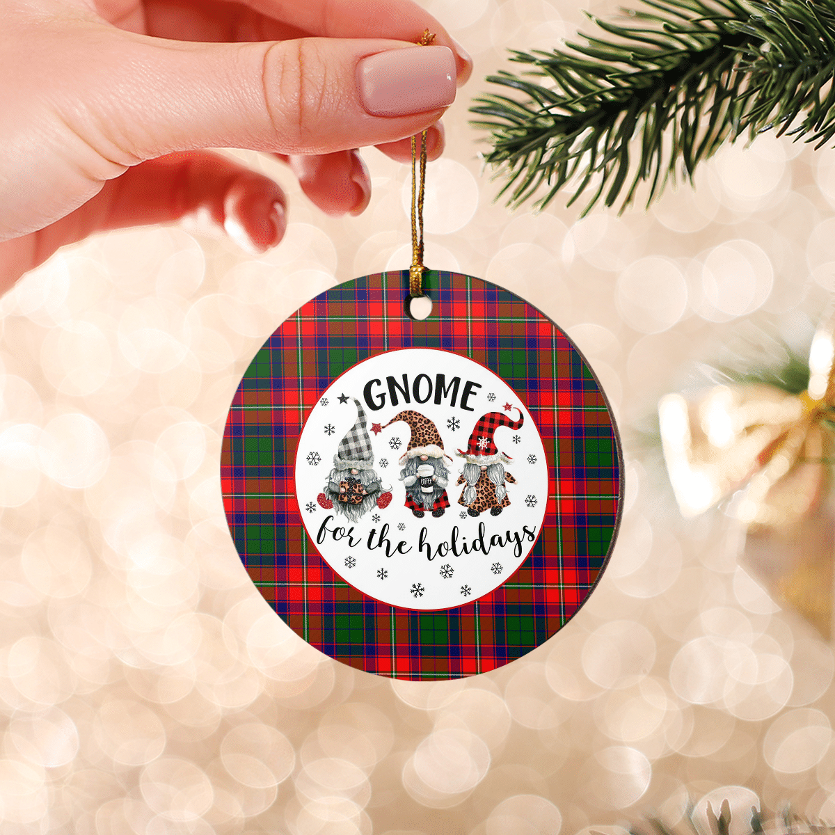 Clan Wauchope Tartan Tartan Crest Gnome Round Ceramic Ornament XI27 Wauchope Tartan Tartan Christmas   