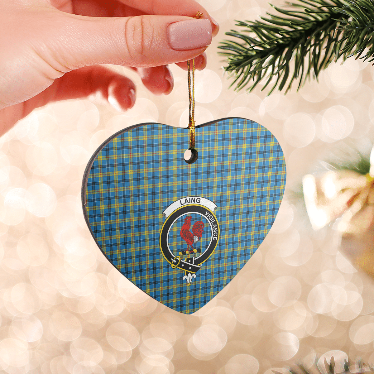 Clan Laing Tartan Crest Heart Ceramic Ornament VV30 Laing Tartan Tartan Christmas   