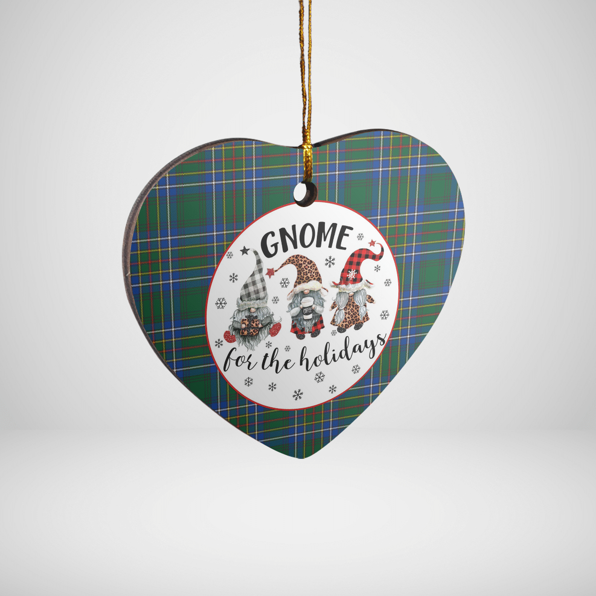 Clan Cockburn Ancient Tartan Tartan Crest Gnome Heart Ceramic Ornament YA20 Cockburn Ancient Tartan Tartan Christmas   