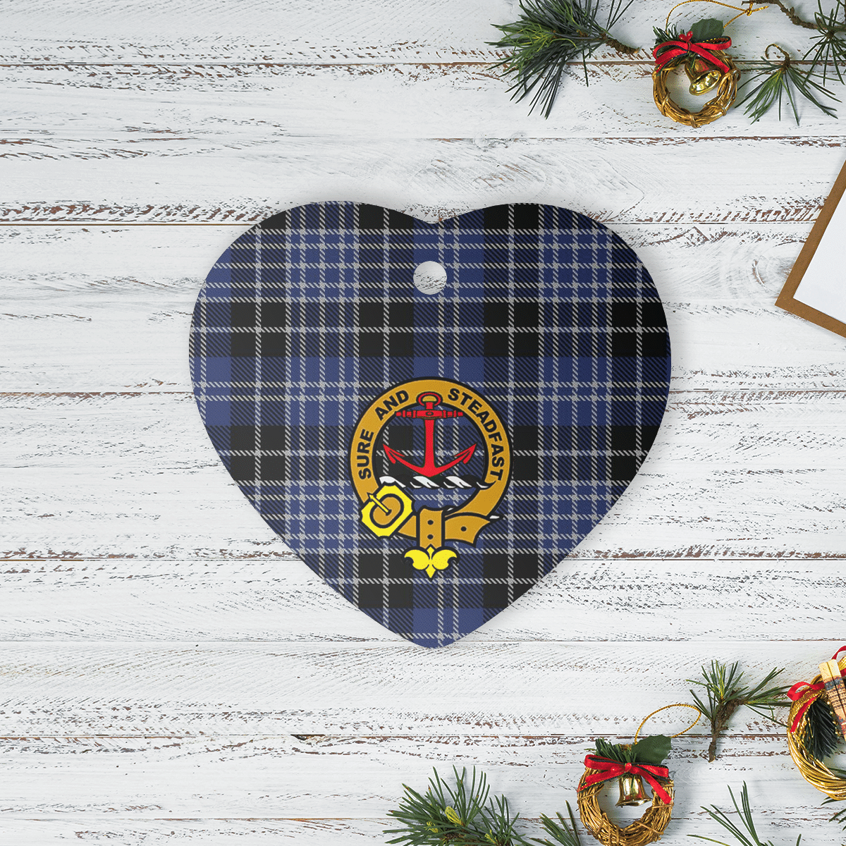 Clan Clark 1Tartan Crest Heart Ceramic Ornament XT86 Clark 1Tartan Tartan Christmas   