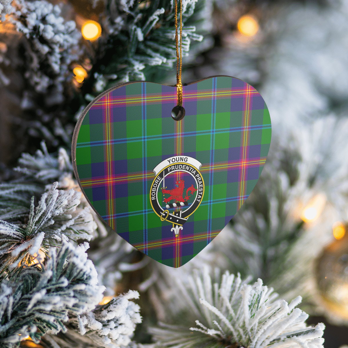 Clan Young Modern Tartan Crest Heart Ceramic Ornament CE70 Young Modern Tartan Tartan Christmas   