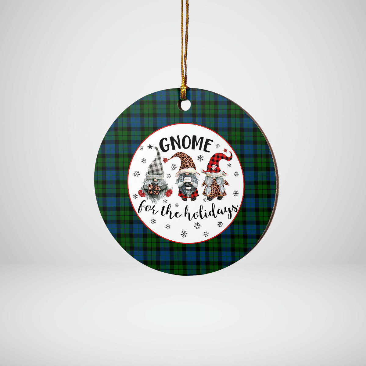 Clan MacKie Tartan Tartan Crest Gnome Round Ceramic Ornament ME55 MacKie Tartan Tartan Christmas   