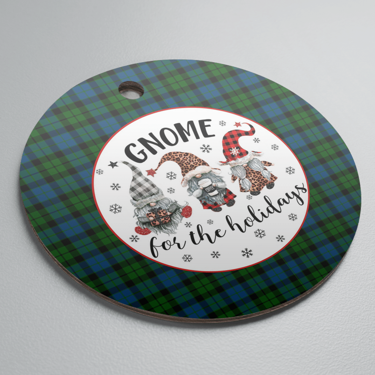 Clan MacKie Tartan Tartan Crest Gnome Round Ceramic Ornament ME55 MacKie Tartan Tartan Christmas   