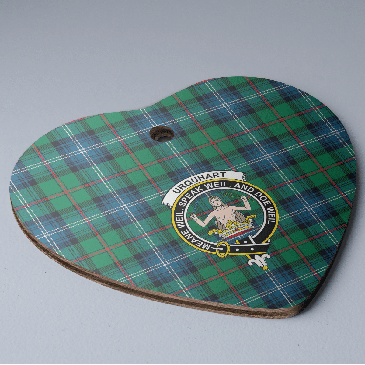 Clan Urquhart Ancient Tartan Crest Heart Ceramic Ornament SP86 Urquhart Ancient Tartan Tartan Christmas   